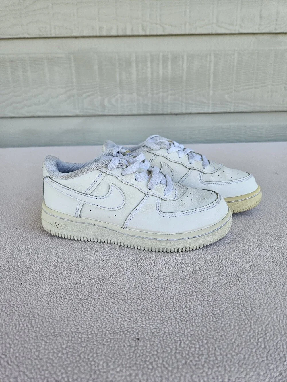 Nike Air Force 1 AF1 Low Triple White Toddler SZ 10C Leather Tie 314194-117